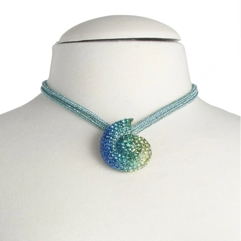 Betsey Johnson Necklace MERMAID JEWELS Shell Multi Strand Crystal Green Rare NWT